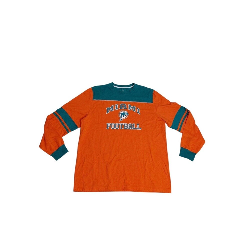 Miami Dolphins Retro Throwback Large Womens XL Orange Graphic Long Sleeve NFL